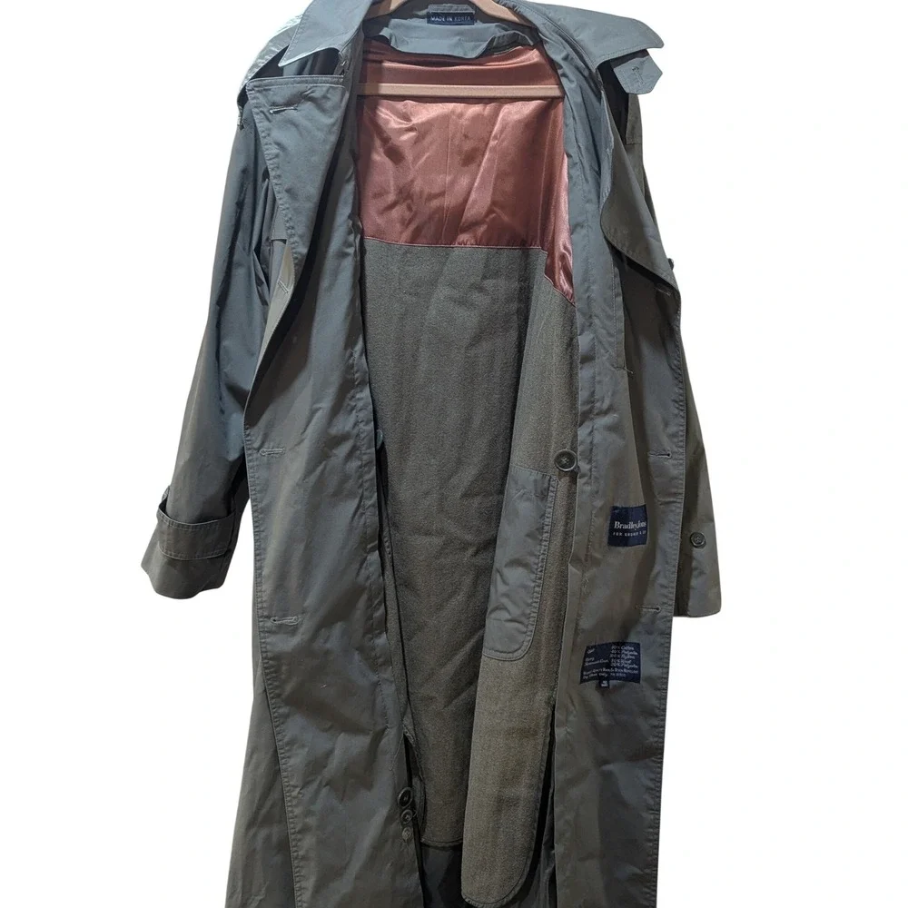 Bradley Jons for Gruner‎ & Co Olive Green Trench Coat Removable Liner 40 Short
